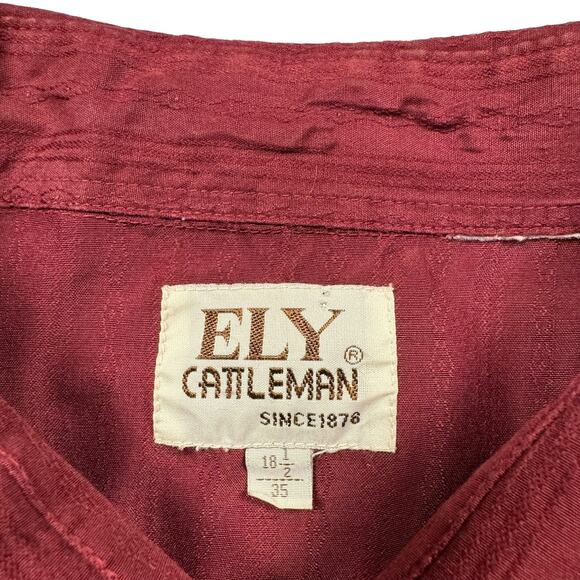 Pearl Snap Western Shirt‎ Men's XXL Ely Cattleman Vintage Red Aztec Long Sleeve - Picture 4 of 8